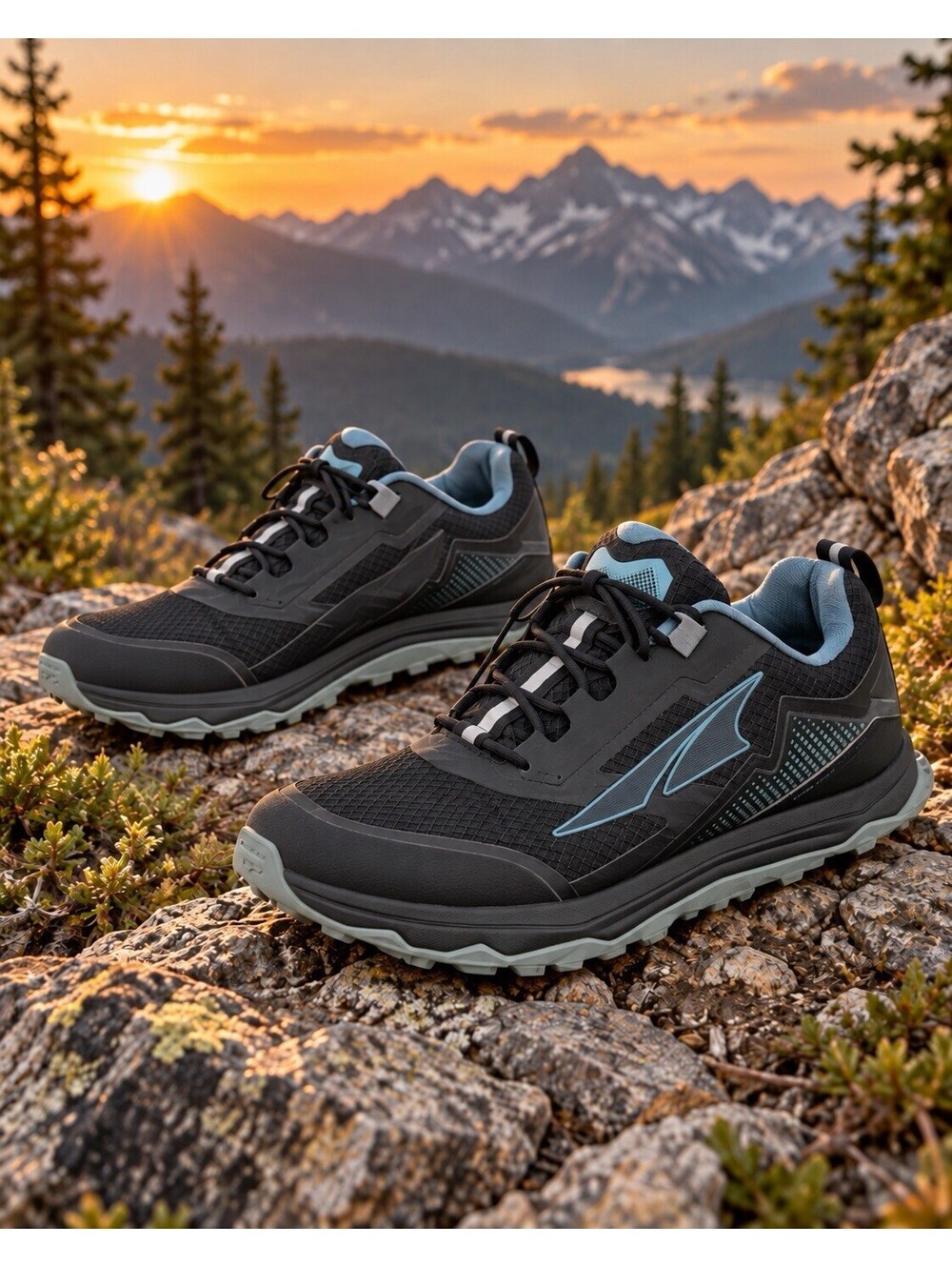 Altra Lone Peak ALL-WTHR Low Women’s 7 Waterproof Trail Running Shoes Black Blue